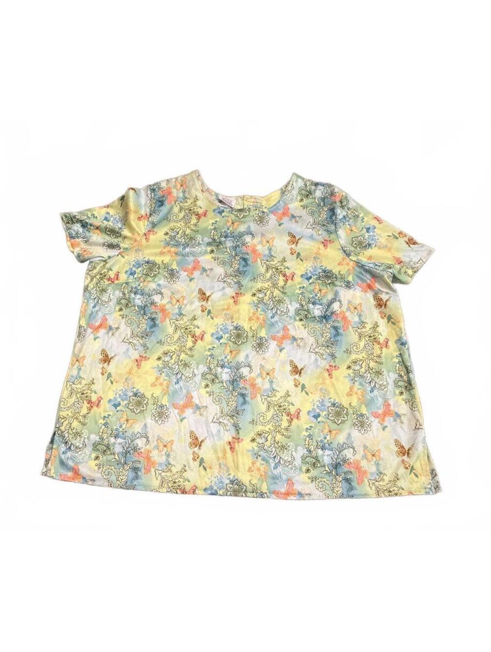 TOP Only Necessities 100% Polyester Floral Butterfly Print blouse